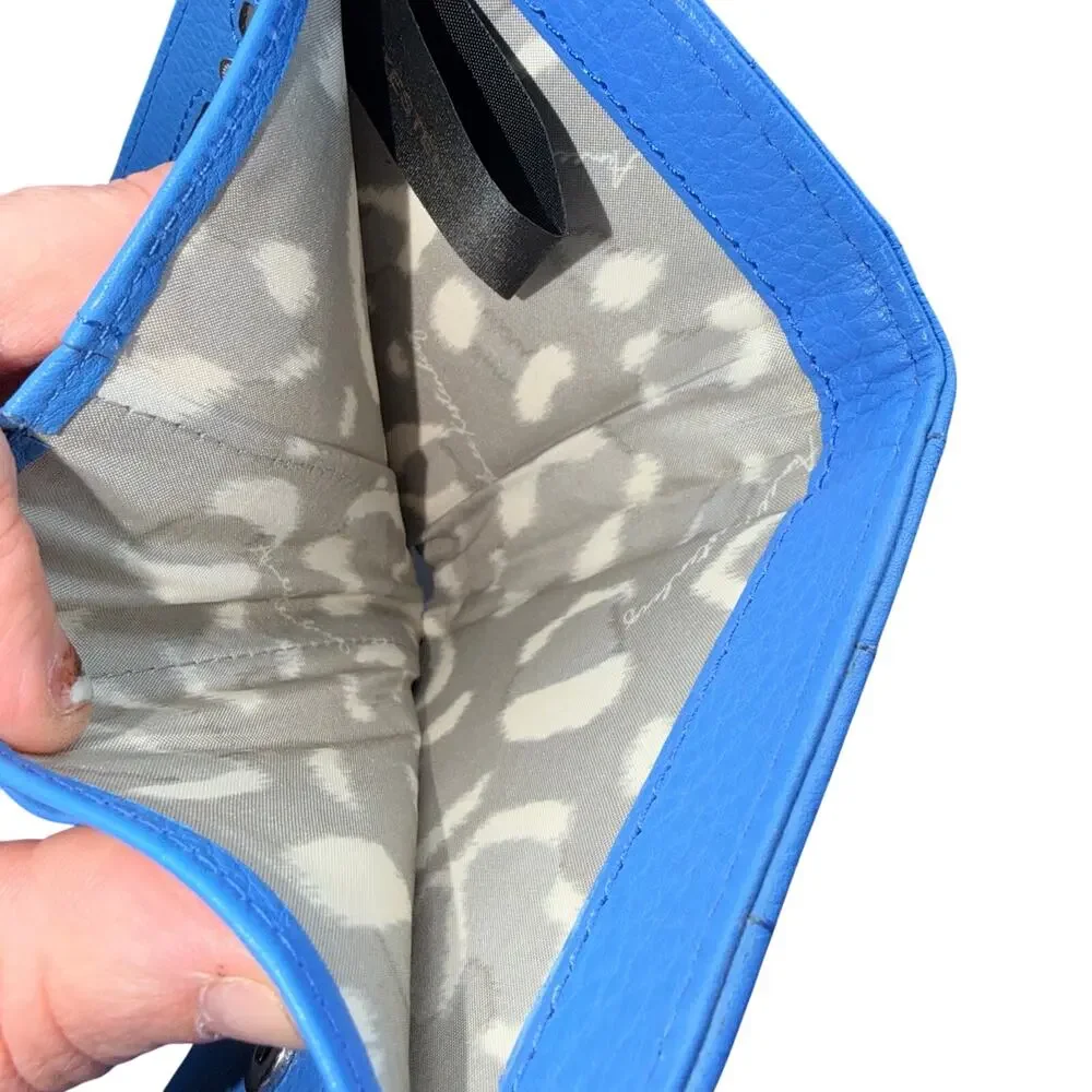 Aimee Kestenberg Blue Leather Zip Around Wallet Card Case Coin Purse